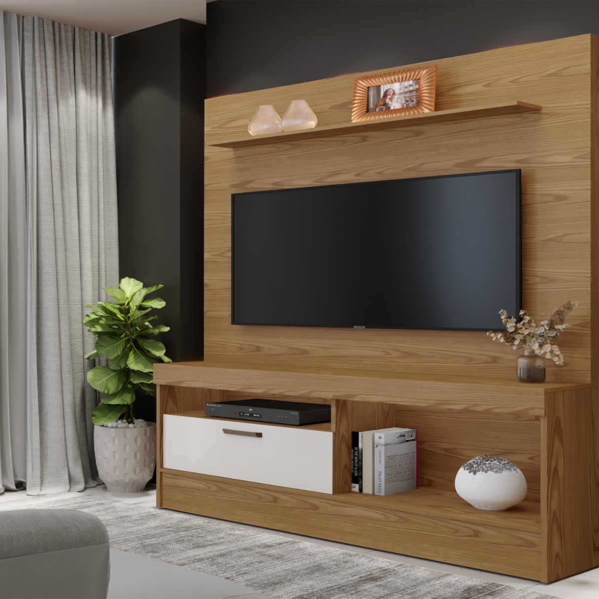 Home Star para TV até 60 Polegadas 1 Porta Mavaular  Damasco/Off