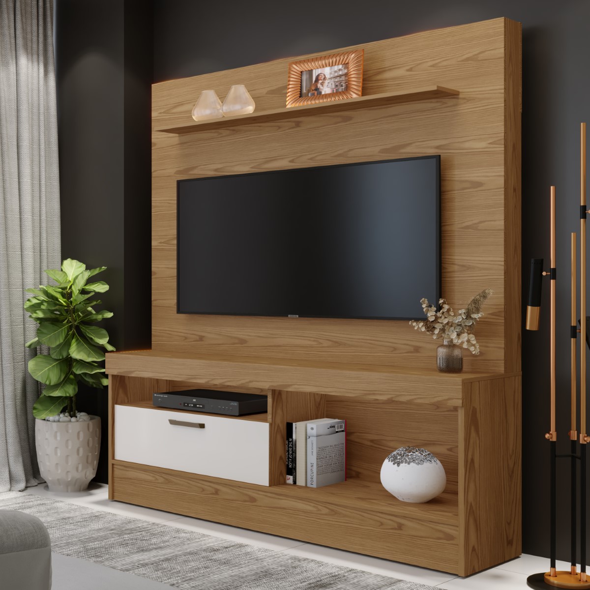 Home Star para TV até 60 Polegadas 1 Porta Mavaular  Damasco/Off