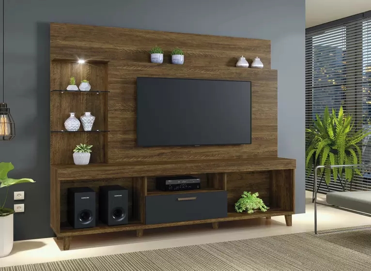 Home para TV até 65 Polegadas 1 Porta Veneza Mavaular Canion/Preto