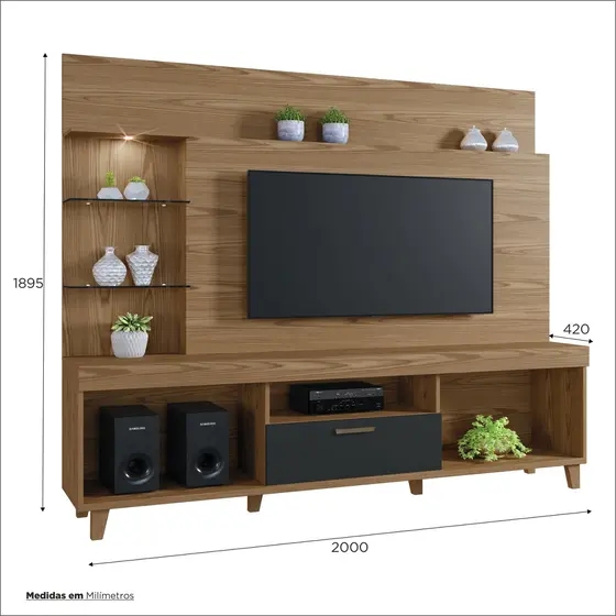 Home para TV até 65 Polegadas 1 Porta Veneza Mavaular Damasco Soft/Preto