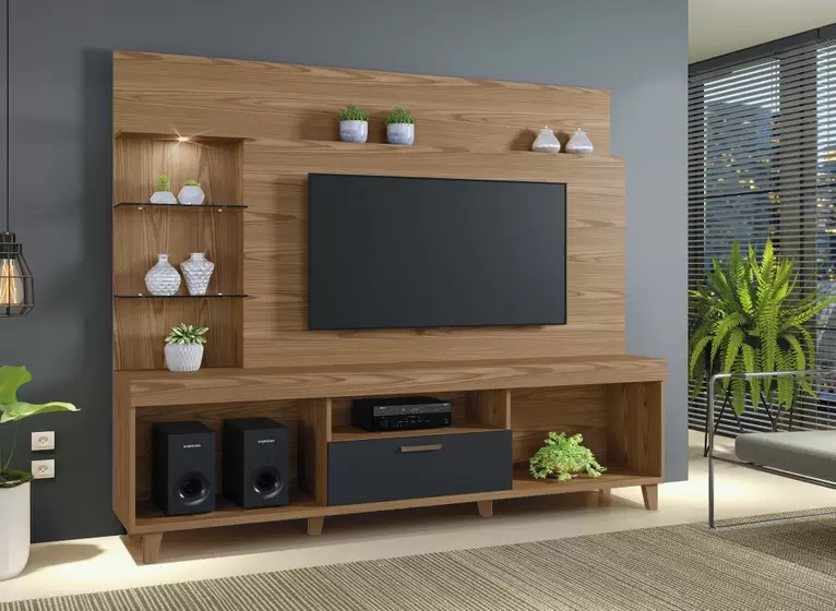 Home para TV até 65 Polegadas 1 Porta Veneza Mavaular Damasco Soft/Preto