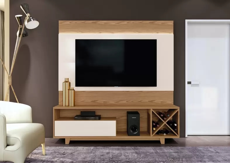 Home para TV até 65 Polegadas com Led 1 Gaveta Detroit Mavaular Damasco/Off