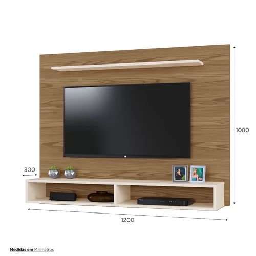 Painel para TV até 40 Polegadas Florença Mavaular Damasco Soft/Off White