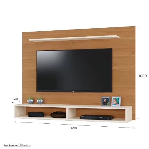 Painel para TV até 40 Polegadas Florença Mavaular Naturalle/Off White