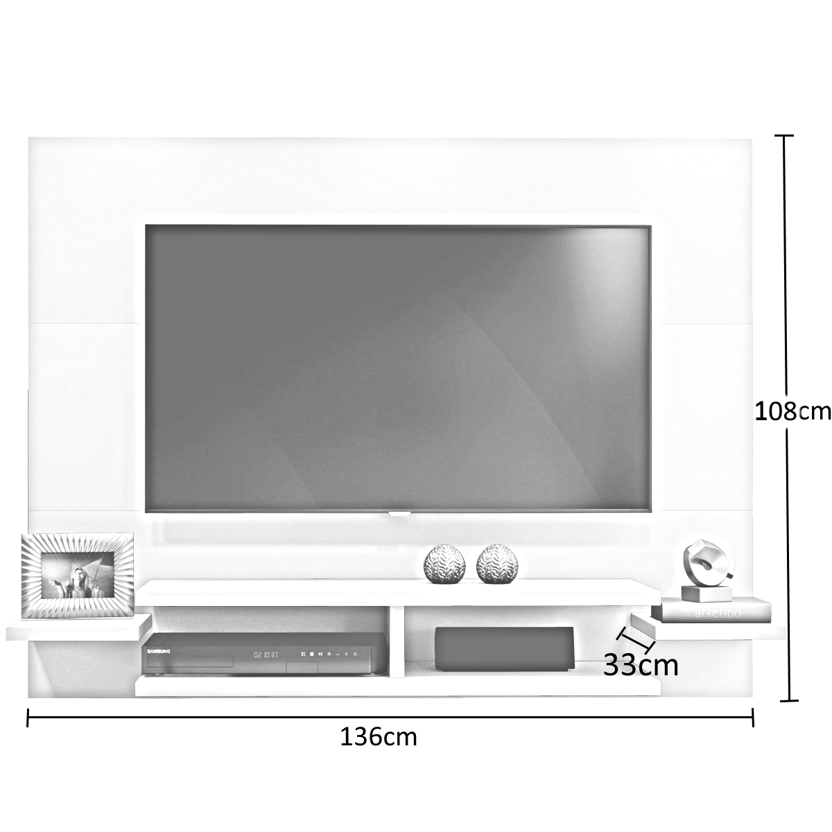 Painel para TV até 55 Polegadas com Prateleiras Vitória Mavaular Off/Canion