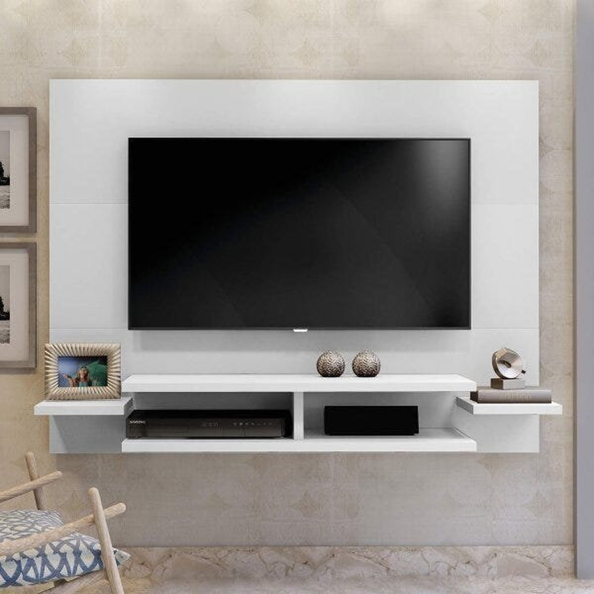 Painel para TV até 55 Polegadas com Prateleiras Vitória Mavaular Off/Canion