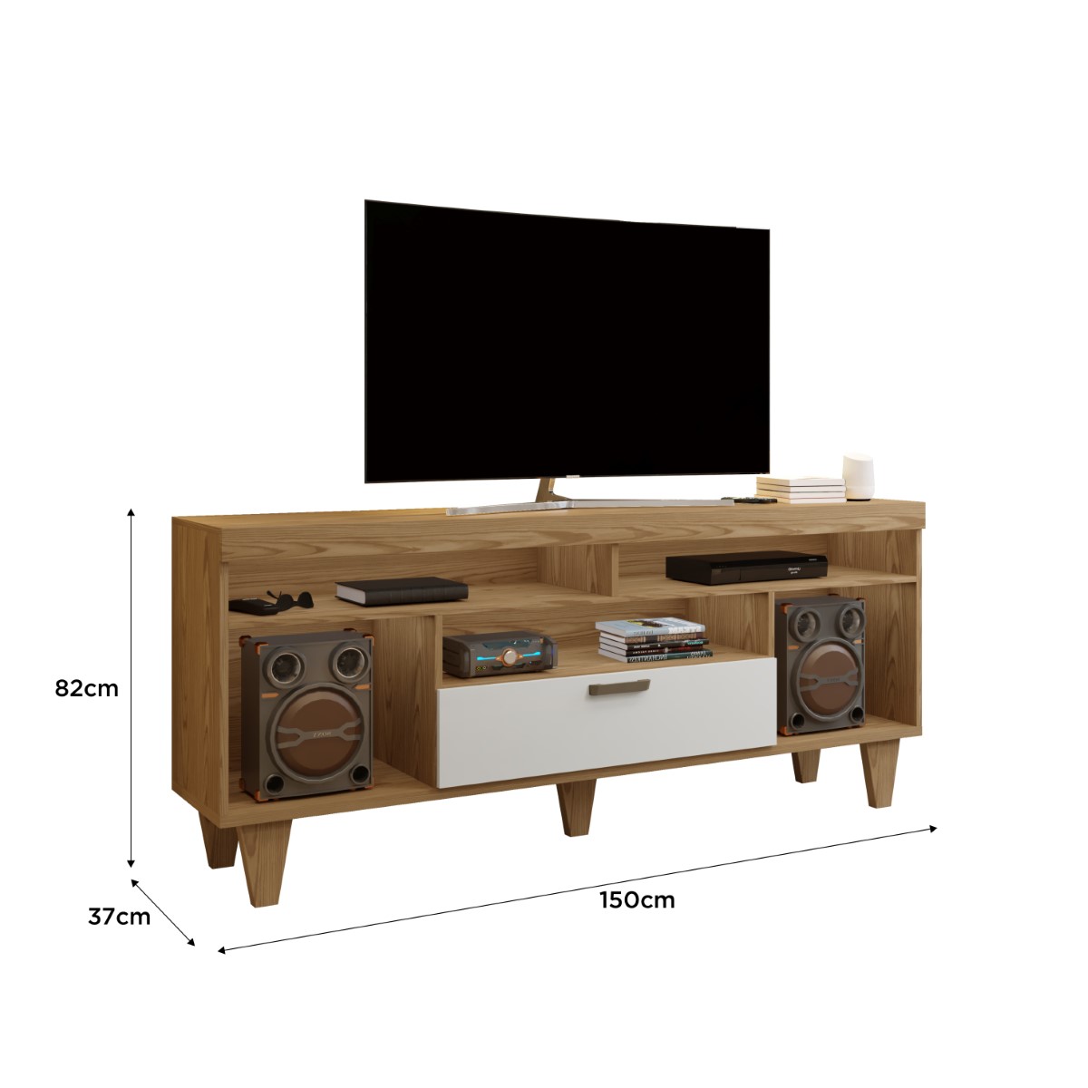 Rack Spazzio para TV até 65 Polegadas Mavaular  Damasco/Off