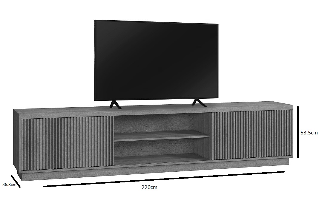Rack Valencia 220cm 2 Portas Ripada Mavaular Naturale