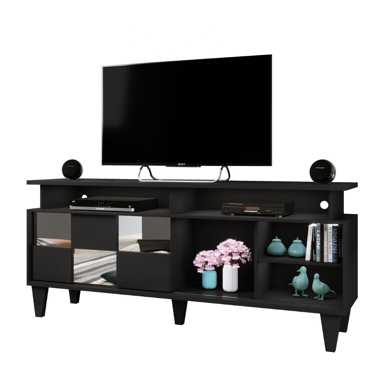 Rack para TV até 65 Polegadas 1 Porta Deslizante Eros Mavaular Preto