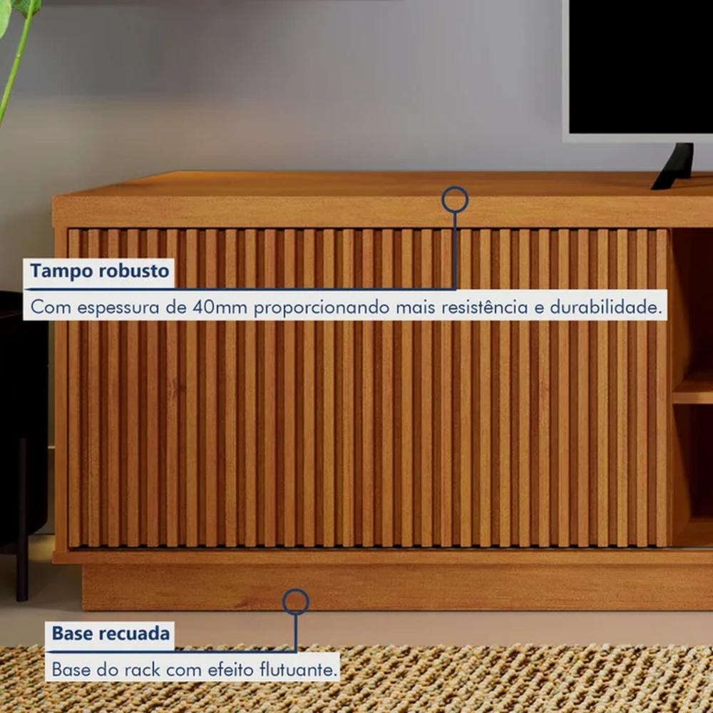 Rack para TV até 75 Polegadas Valência com 2 Portas Ripada Naturalle 1,80M
