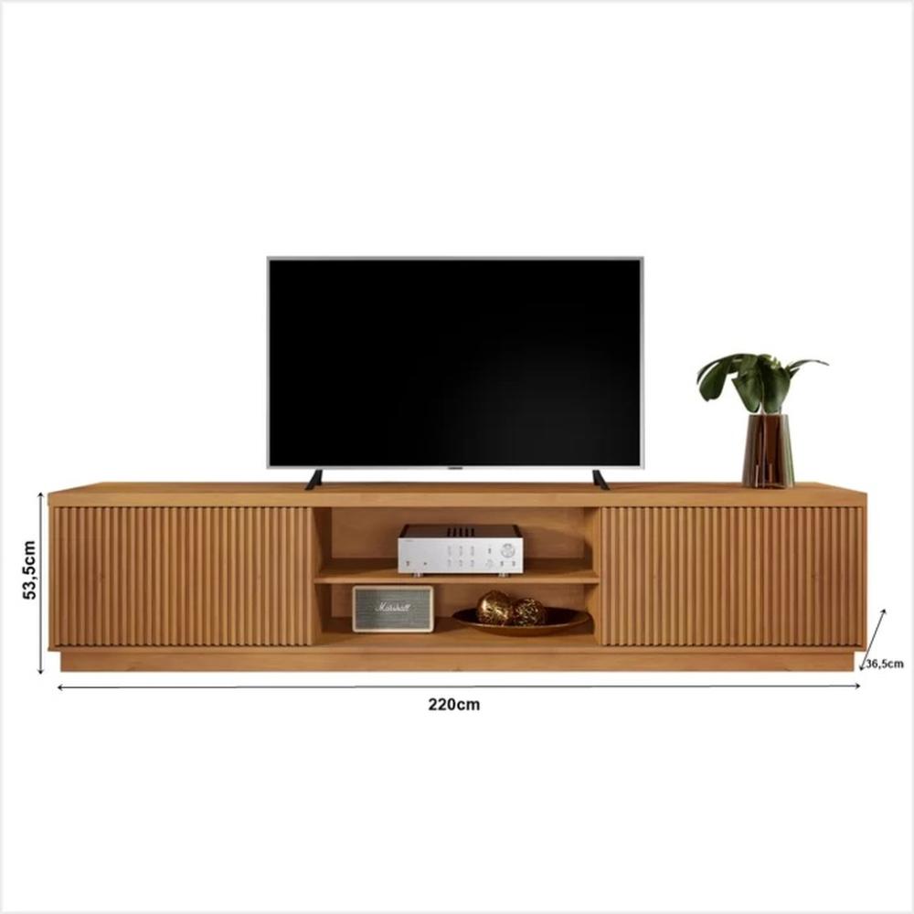 Rack para TV até 75 Polegadas Valência com 2 Portas Ripada Naturalle 2,20M