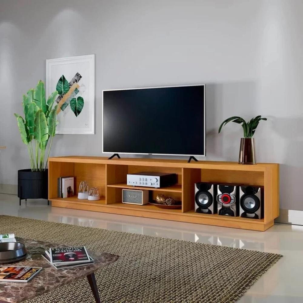 Rack para TV até 75 Polegadas Valência com 2 Portas Ripada Naturalle 2,20M
