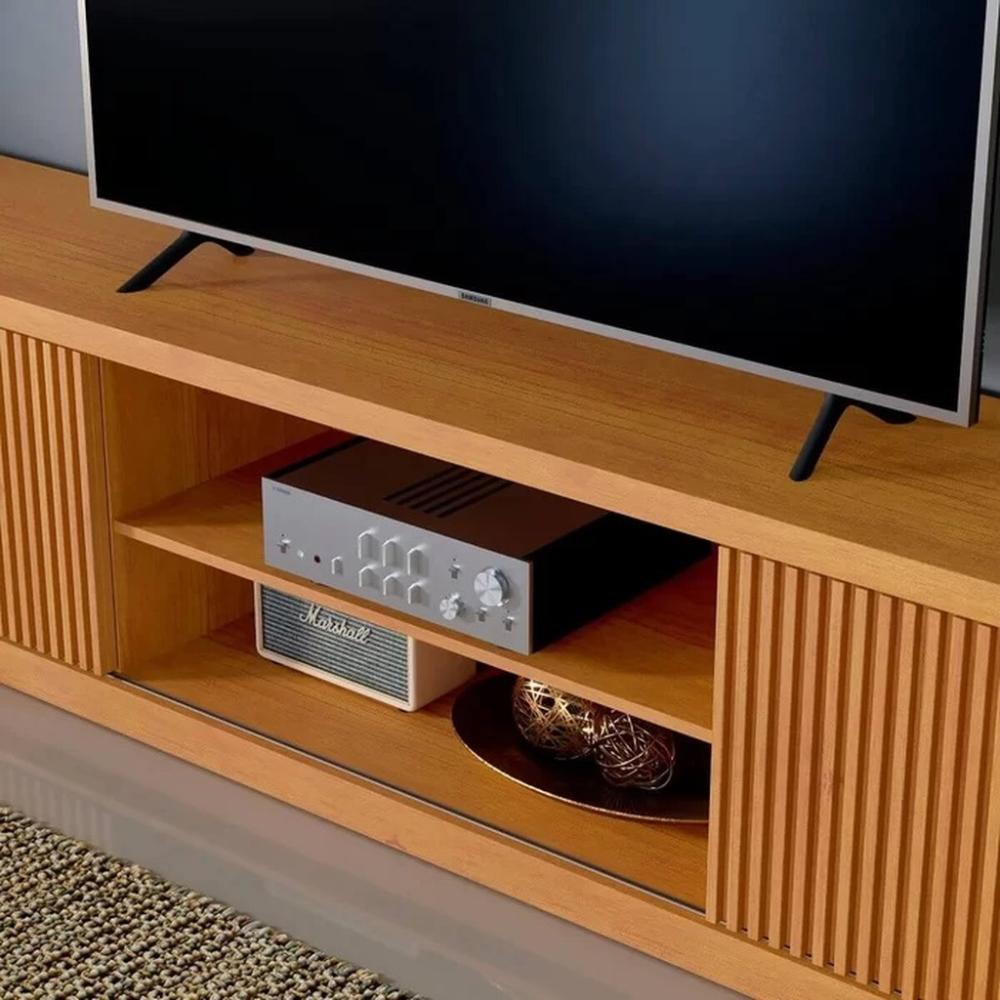 Rack para TV até 75 Polegadas Valência com 2 Portas Ripada Naturalle 2,20M