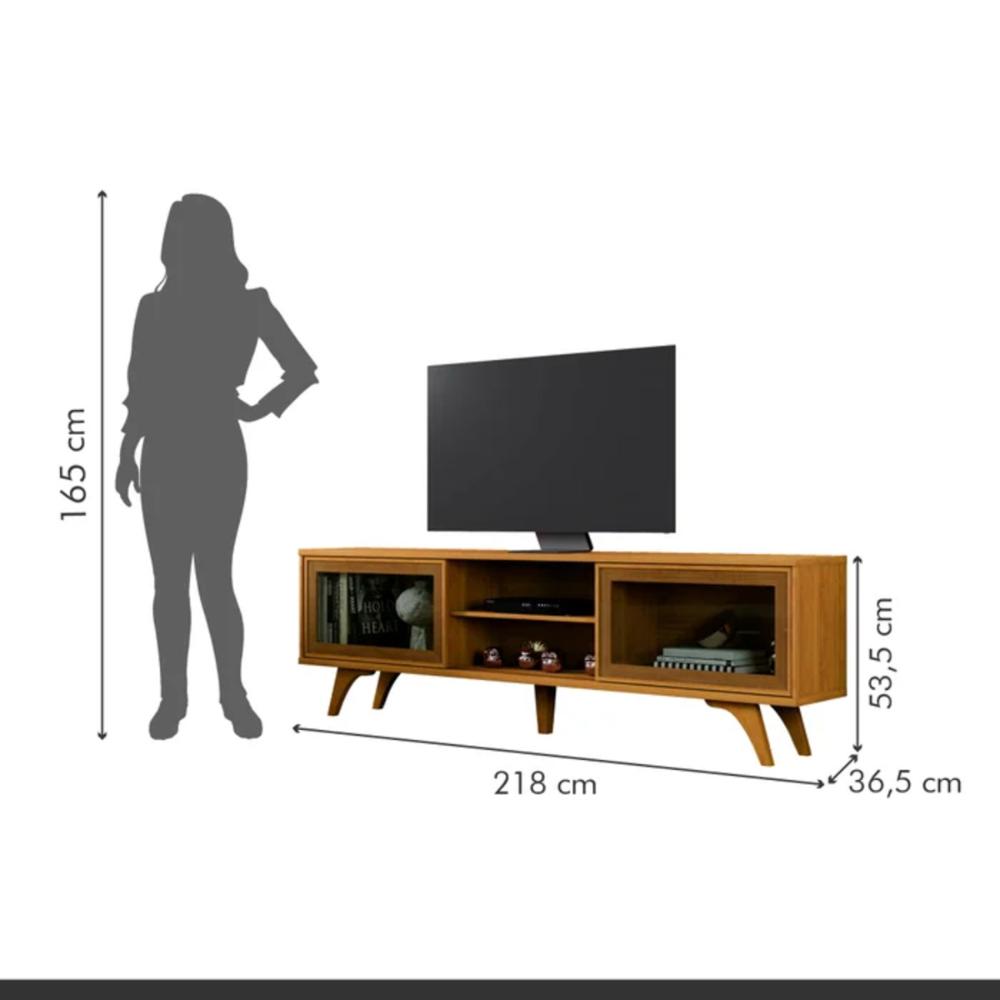 Rack para Tv até 75 Polegadas Vitrum 2 Portas de Correr Reflecta Naturalle