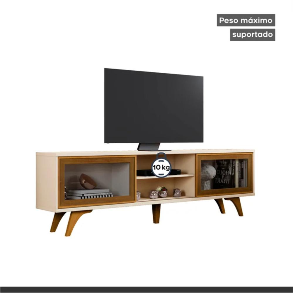 Rack para Tv até 75 Polegadas Vitrum 2 Portas de Correr Reflecta Off White Naturalle