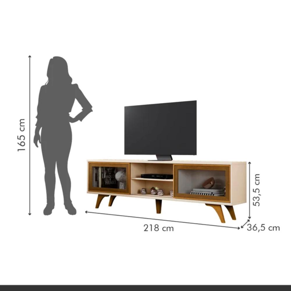 Rack para Tv até 75 Polegadas Vitrum 2 Portas de Correr Reflecta Off White Naturalle
