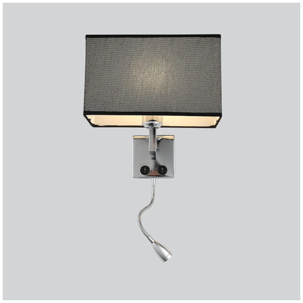 Arandela Tissu Preta Com Haste Flexível De Led Integrado