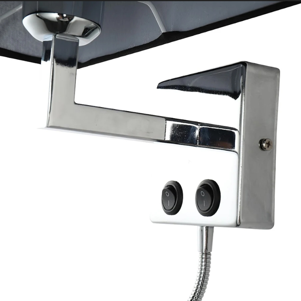 Arandela Tissu Preta Com Haste Flexível De Led Integrado