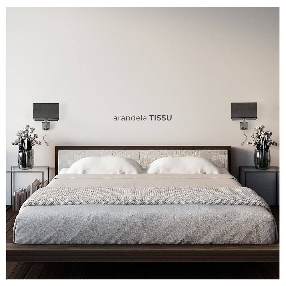 Arandela Tissu Preta Com Haste Flexível De Led Integrado