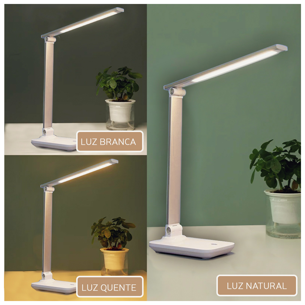 Luminária De Mesa Office Led Com Alumínio Escovado MBLED