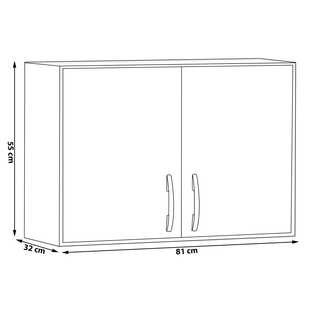 Armário Aéreo 2 Portas 80cm Vitória Preto - Montanaris Decor