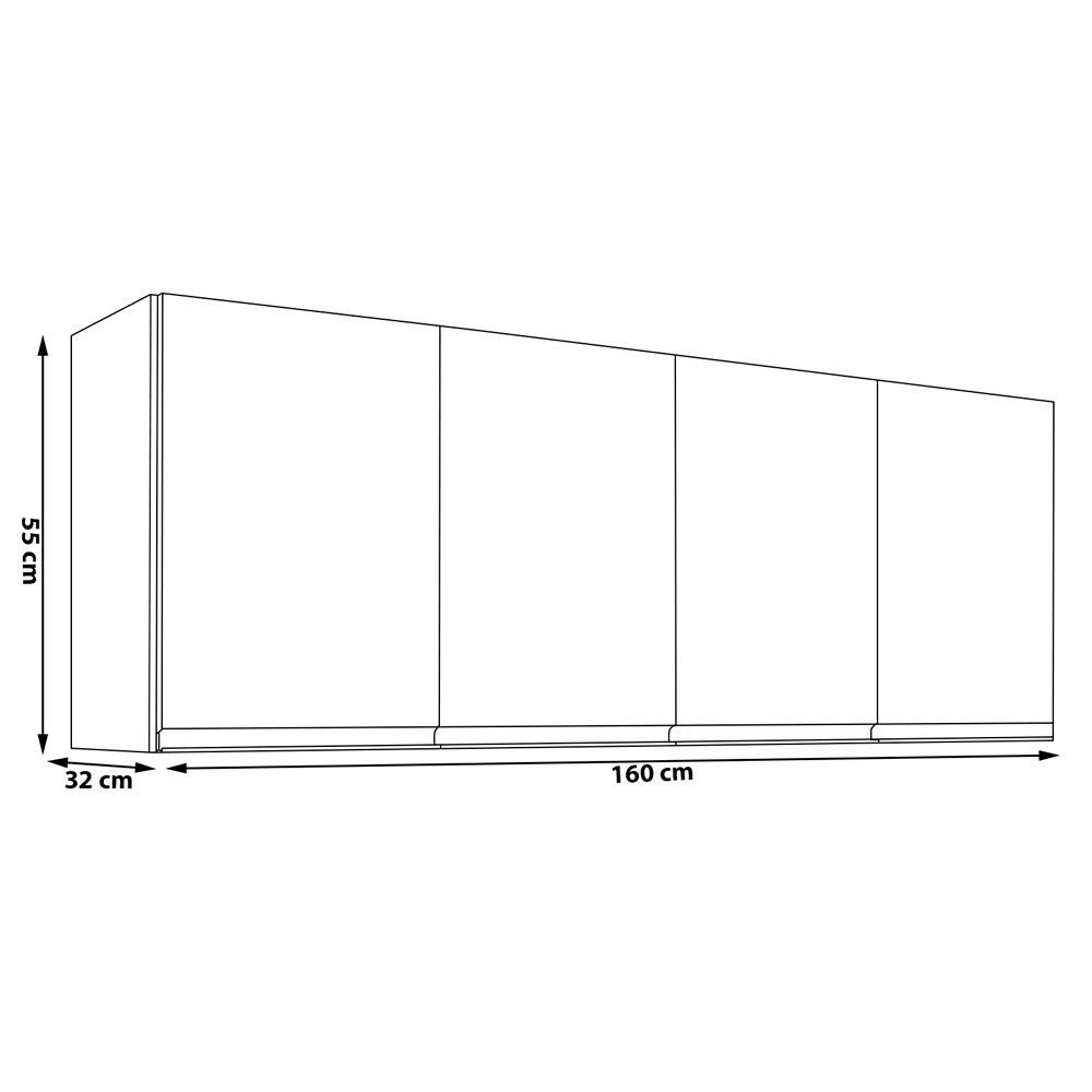 Armário Aéreo 4 Portas 160cm Madrid Branco - Montanaris Decor
