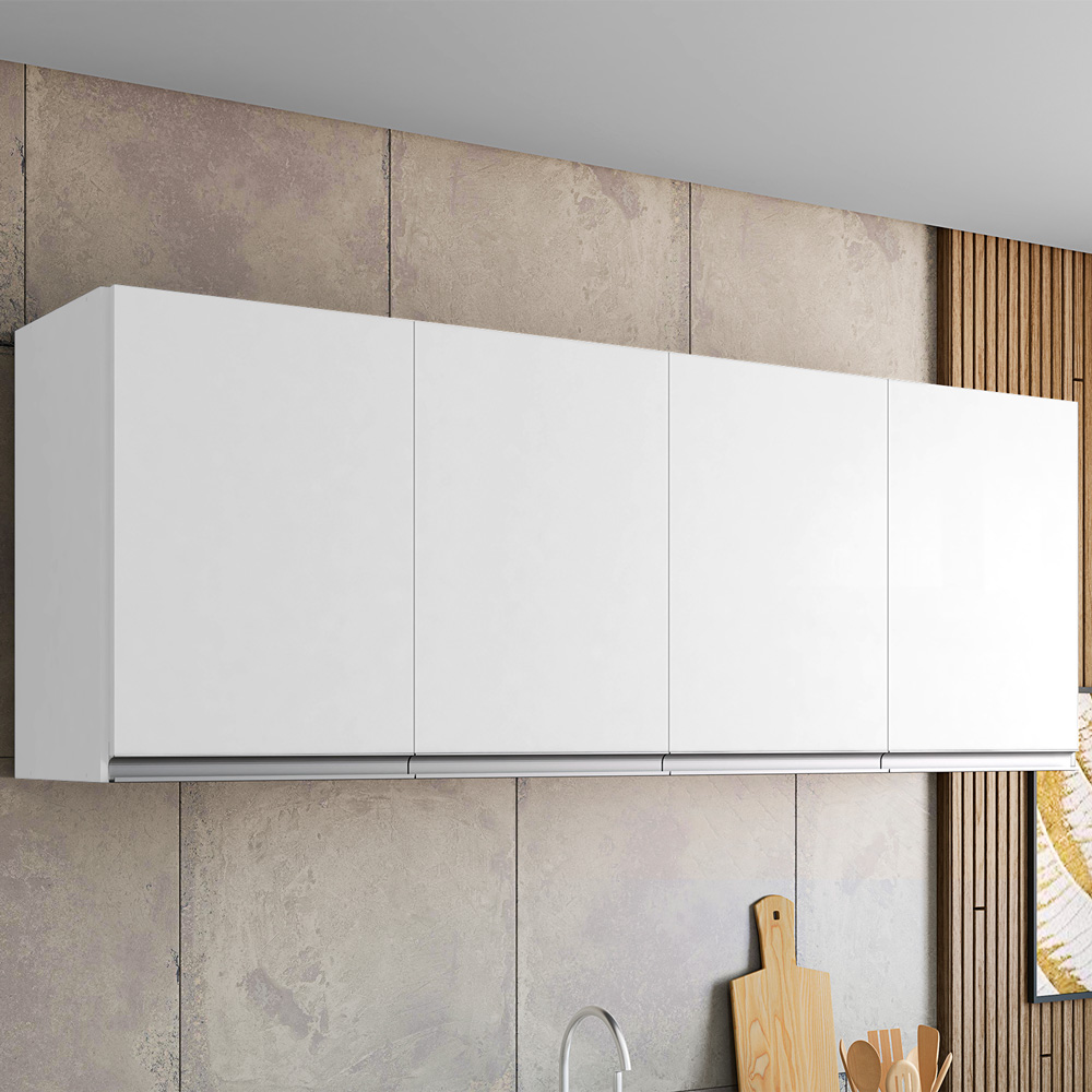 Armário Aéreo 4 Portas 160cm Madrid Branco - Montanaris Decor