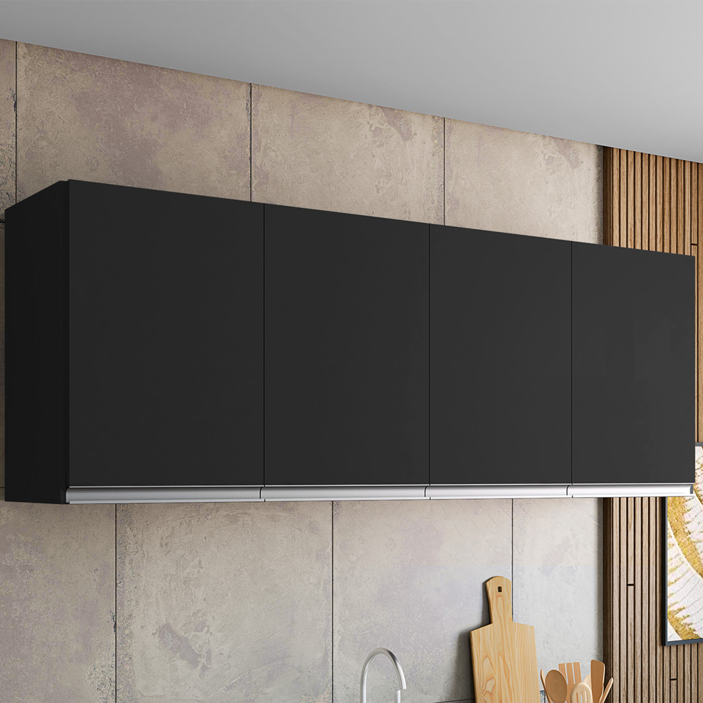 Armário Aéreo 4 Portas 160cm Madrid Preto - Montanaris Decor