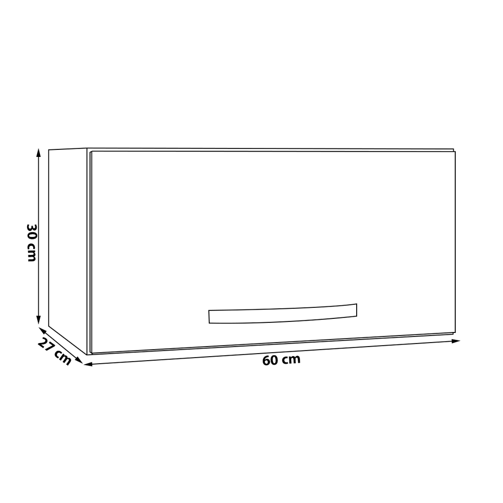 Armário Aéreo para Cozinha 60cm Porta Basculante Vitória Castanho/Avelã - Montanaris Decor