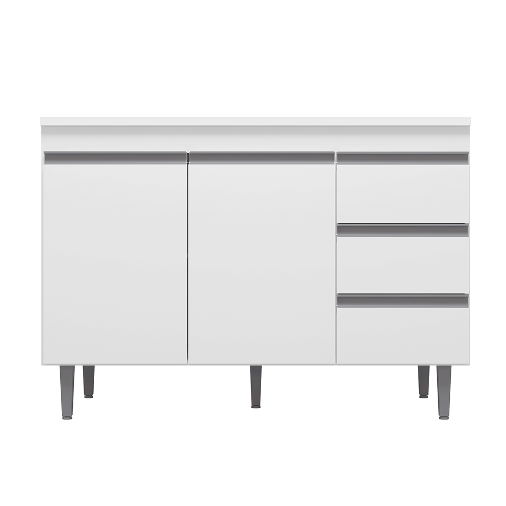 Balcão de Cozinha Madrid para Pia de 120cm Branco - Montanaris Decor