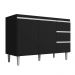Balcão de Cozinha Madrid para Pia de 120cm Preto - Montanaris Decor