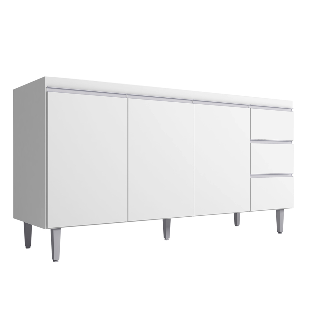 Balcão de Cozinha Madrid para Pia de 160cm Branco - Montanaris Decor