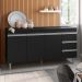Balcão de Cozinha Madrid para Pia de 160cm Preto - Montanaris Decor