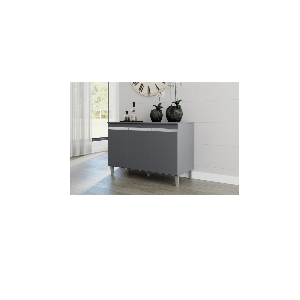 Balcão de Cozinha Manu para Pia de 1,20cm S/Tampo Cinza - Montanaris Decor