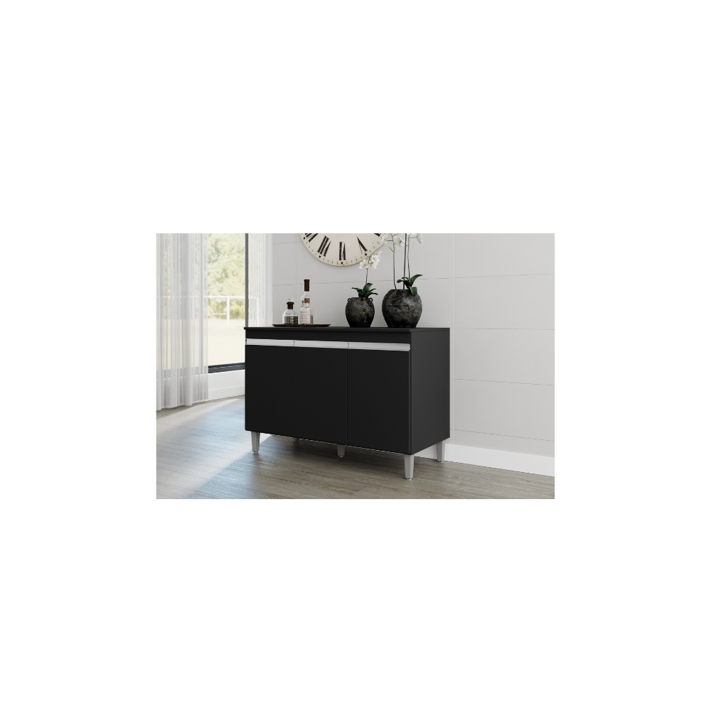 Balcão de Cozinha Manu para Pia de 1,20cm S/Tampo Preto - Montanaris Decor