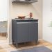 Balcão de Cozinha para Cooktop com Tampo Preto Madrid Cinza - Montanaris Decor