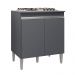 Balcão de Cozinha para Cooktop com Tampo Preto Madrid Cinza - Montanaris Decor