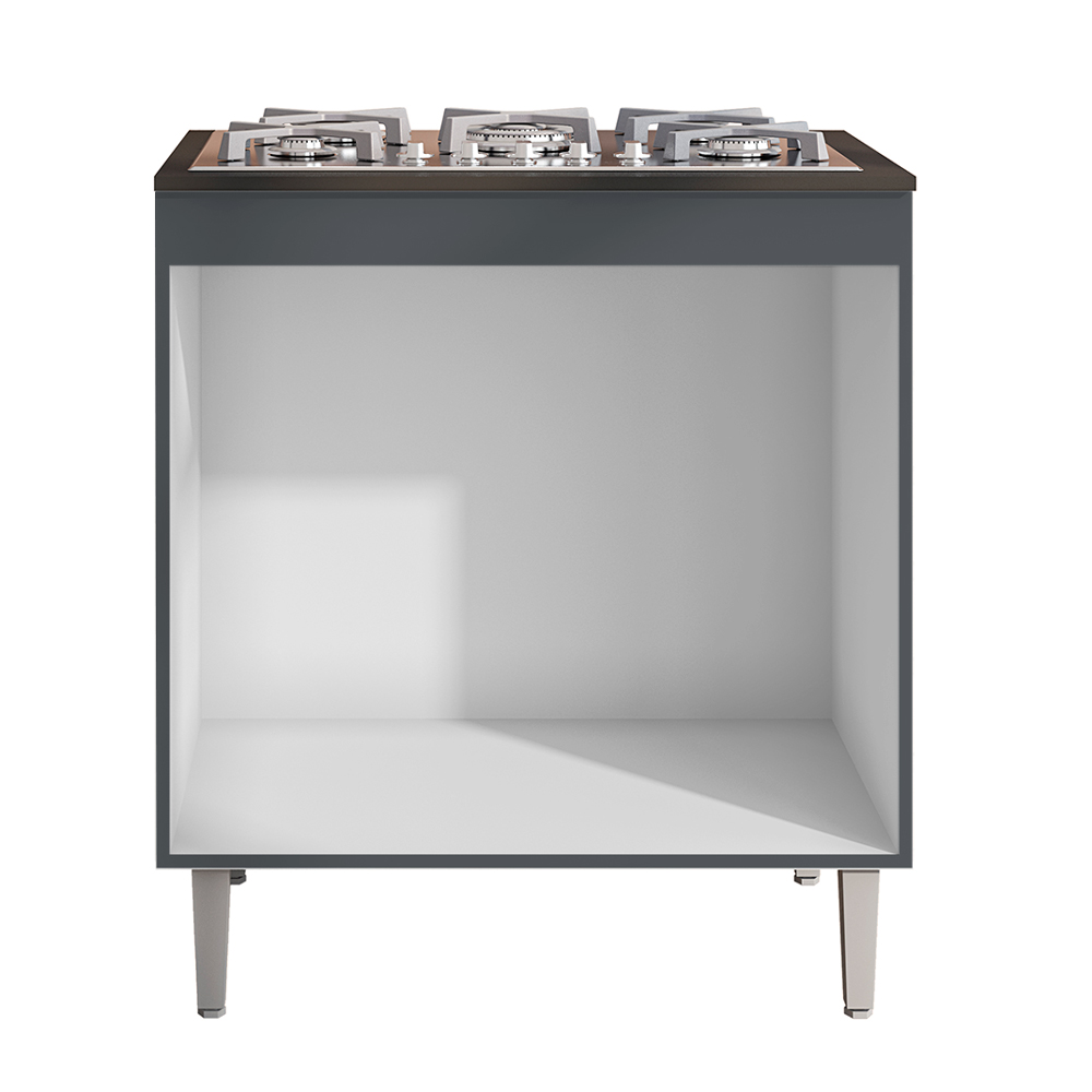 Balcão de Cozinha para Cooktop com Tampo Preto Madrid Cinza - Montanaris Decor