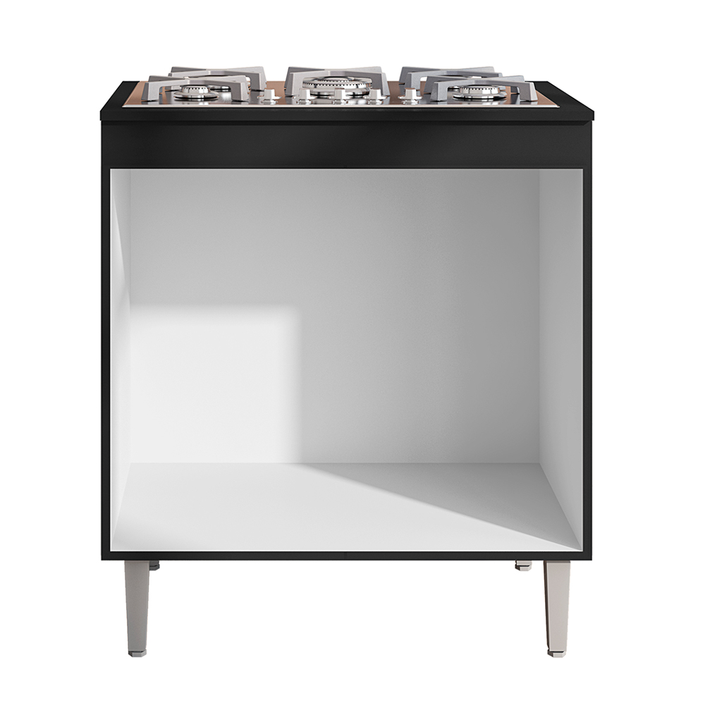 Balcão de Cozinha para Cooktop com Tampo Preto Madrid Preto - Montanaris Decor