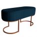 Banco Recamier Estofado Luana Base Bronze Veludo Azul Marinho - Montanaris Decor