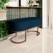 Banco Recamier Estofado Luana Base Bronze Veludo Azul Marinho - Montanaris Decor