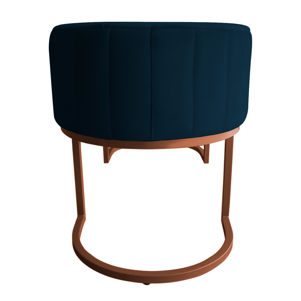 Banco Recamier Estofado Luana Base Bronze Veludo Azul Marinho - Montanaris Decor