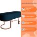 Banco Recamier Estofado Luana Base Bronze Veludo Azul Marinho - Montanaris Decor