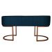 Banco Recamier Estofado Luana Base Bronze Veludo Azul Marinho - Montanaris Decor