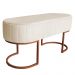 Banco Recamier Estofado Luana Base Bronze Veludo Bege - Montanaris Decor