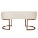 Banco Recamier Estofado Luana Base Bronze Veludo Bege - Montanaris Decor