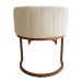 Banco Recamier Estofado Luana Base Bronze Veludo Bege - Montanaris Decor