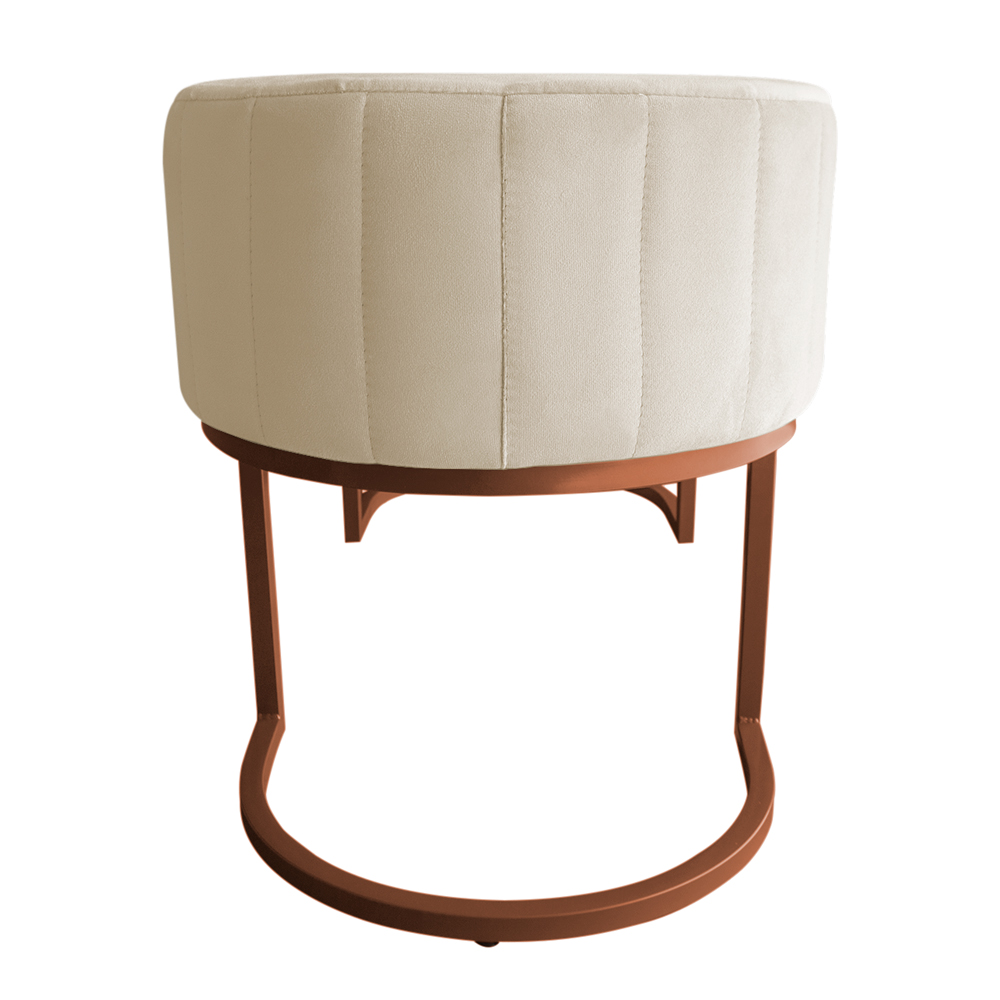 Banco Recamier Estofado Luana Base Bronze Veludo Bege - Montanaris Decor