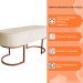 Banco Recamier Estofado Luana Base Bronze Veludo Bege - Montanaris Decor