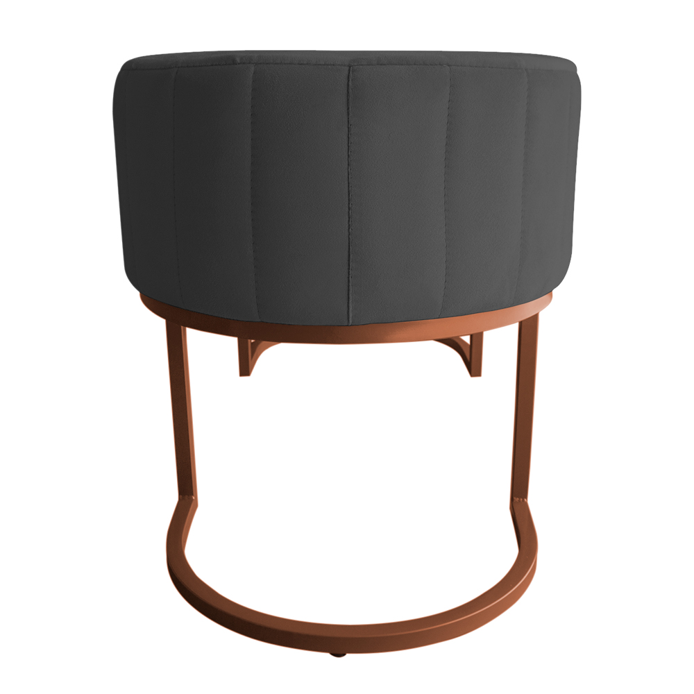 Banco Recamier Estofado Luana Base Bronze Veludo Cinza - Montanaris Decor